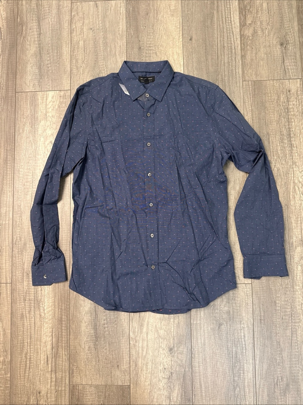 Banana Republic Navy Dot Print Long-Sleeve Button-Down Shirt